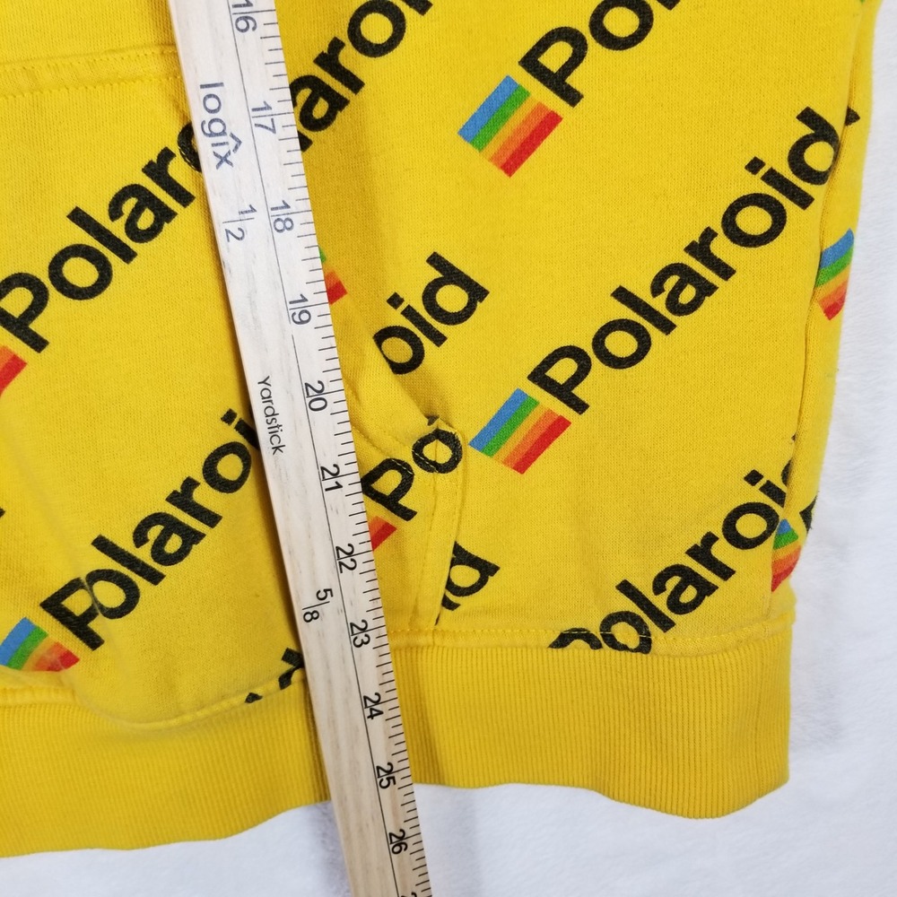 Polaroid Mens All Over Print Logo Hoodie Yellow Rainbow Graphic Sweatshirt Large - Picture 6 of 7